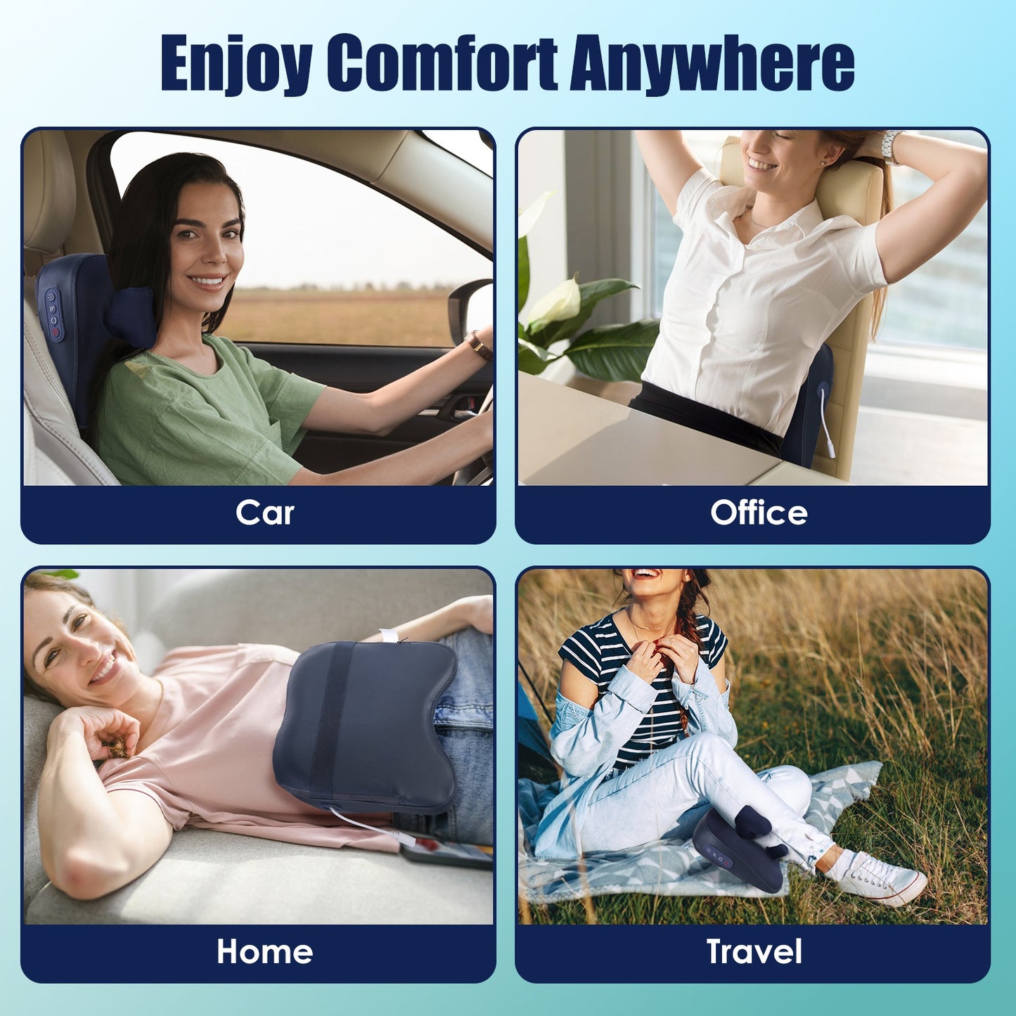 Cordless Shiatsu Neck & Shoulder Massager with Heat – 4D Deep Tissue Kneading Pillow
