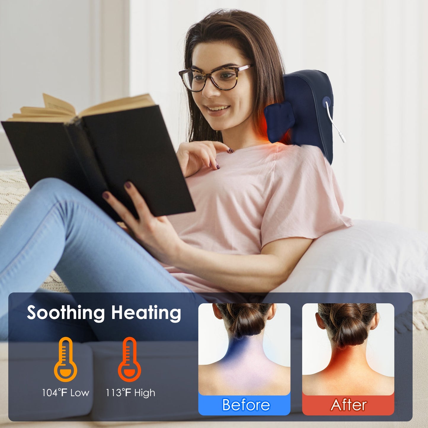 Cordless Shiatsu Neck & Shoulder Massager with Heat – 4D Deep Tissue Kneading Pillow