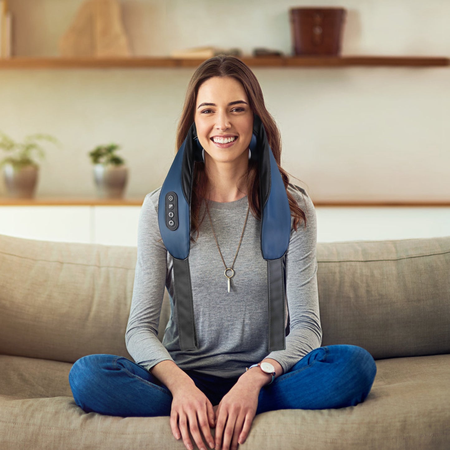 Shiatsu Neck & Shoulder Massager Pillow with Heat – Electric Deep Tissue Pain Relief