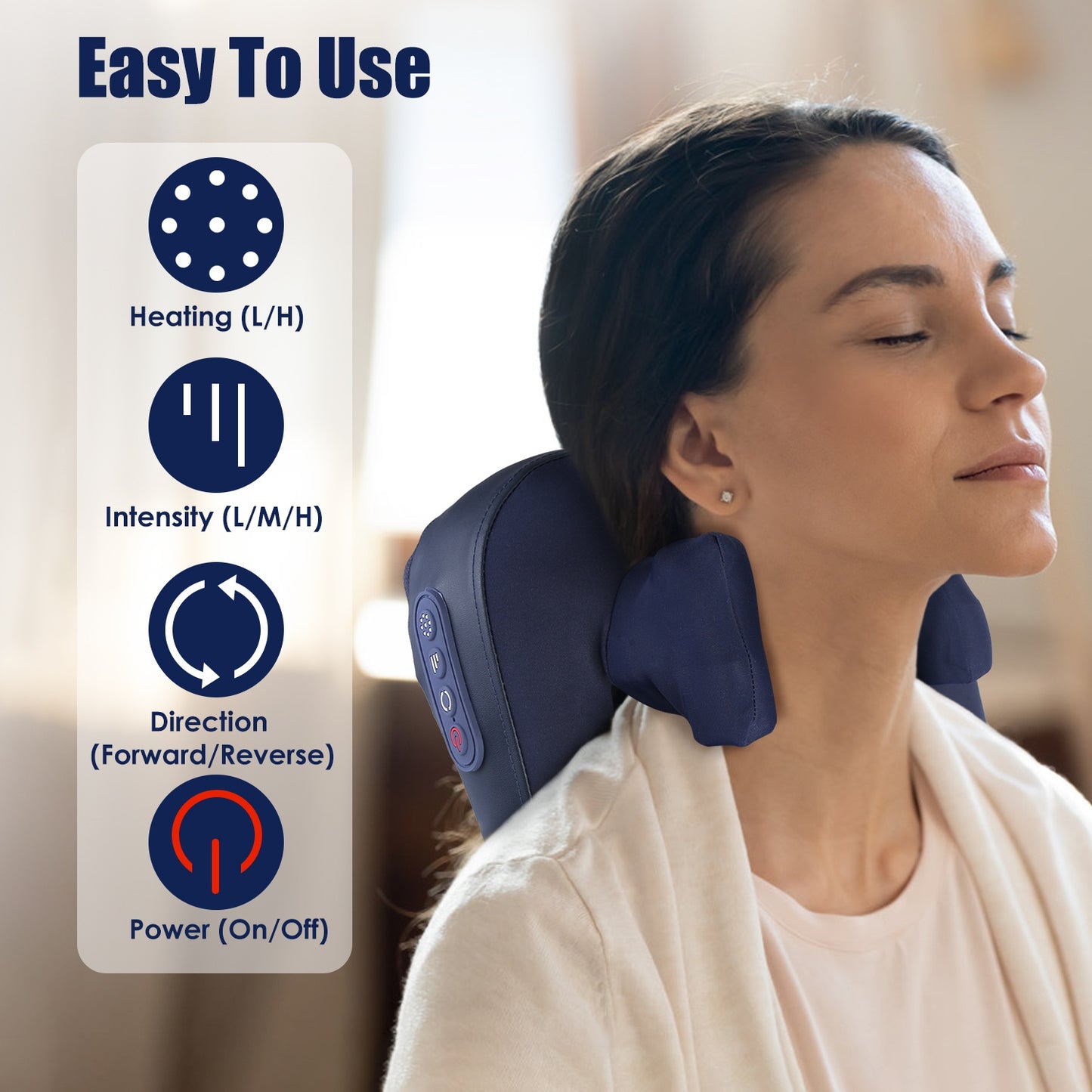 Cordless Shiatsu Neck & Shoulder Massager with Heat – 4D Deep Tissue Kneading Pillow