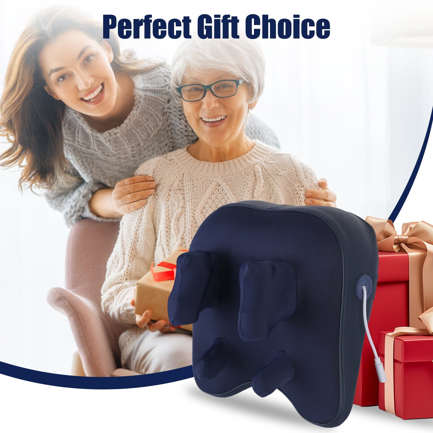 Cordless Shiatsu Neck & Shoulder Massager with Heat – 4D Deep Tissue Kneading Pillow